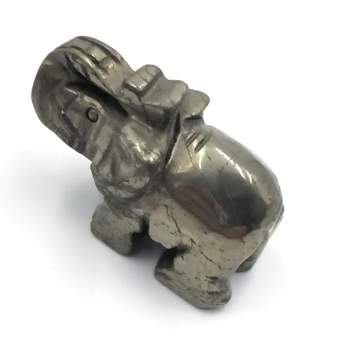 Wholesale Natural Copper Pyrite Rock Quartz Crystal Carved Sculpture Elephant Decoration