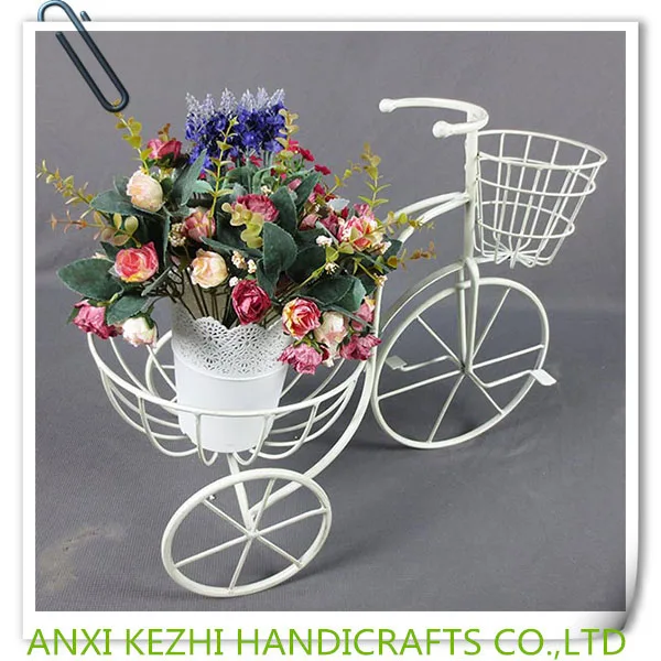 Hot Sale KZ160116-W Metal Iron Bicycle Flower Rack/pot