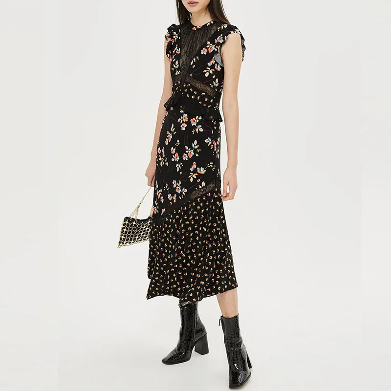 Long Maxi Elegant Lady Summer Printing Pattern Clothing High Fashion Custom Women Chiffon Floral Dress