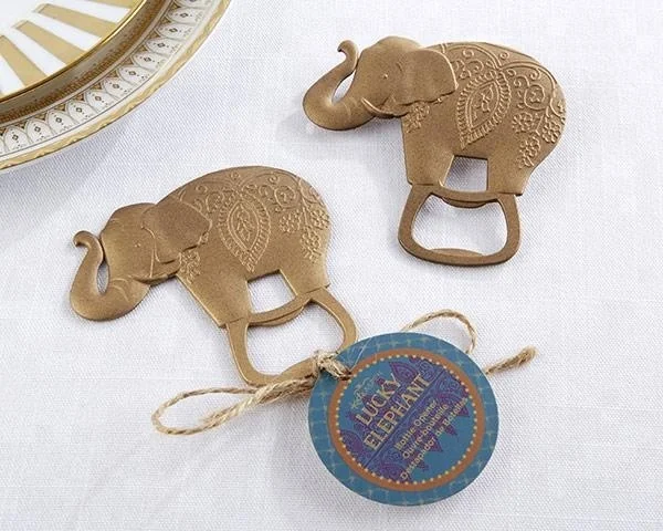 Wedding Favors Blessed Golden Elephant Bottle Opener