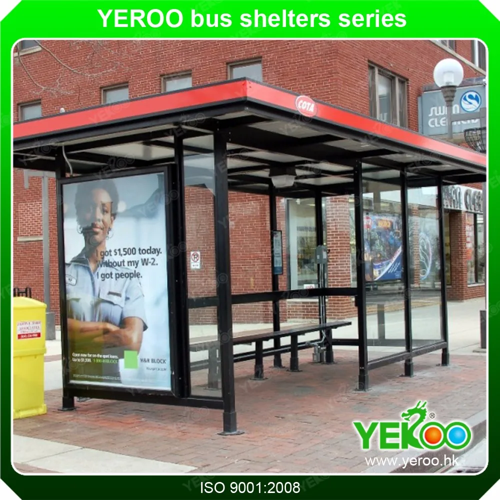 Metal Bus Stop China Big Outdoor Advertising Screen Bus Shelter With Light Box