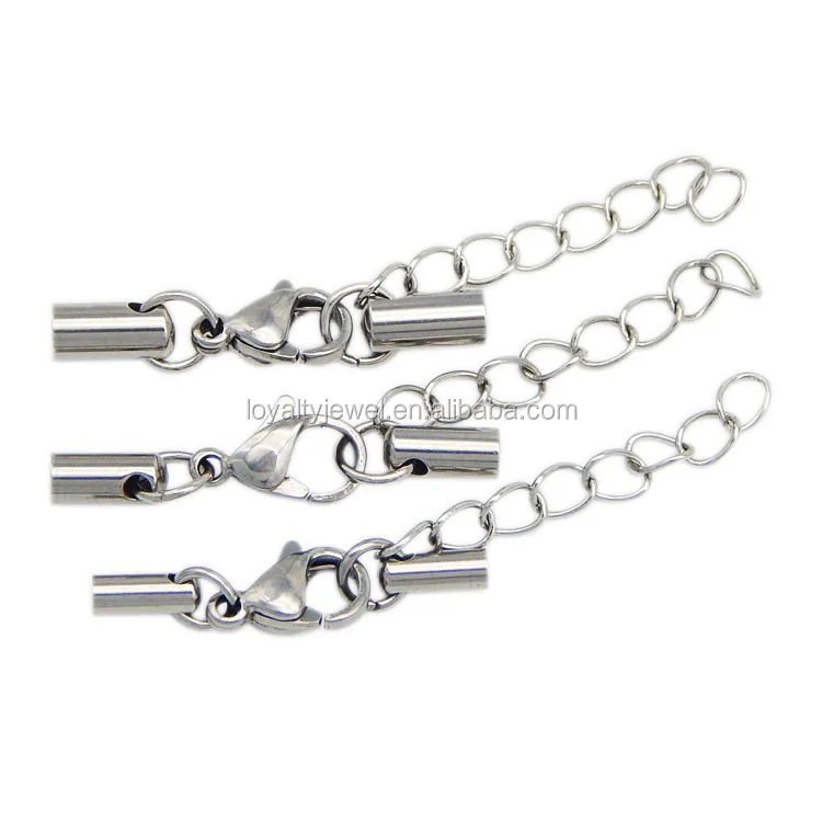 Stainless Steel Leather Cord Bracelet Necklace Lobster Clasps Hooks Connectors