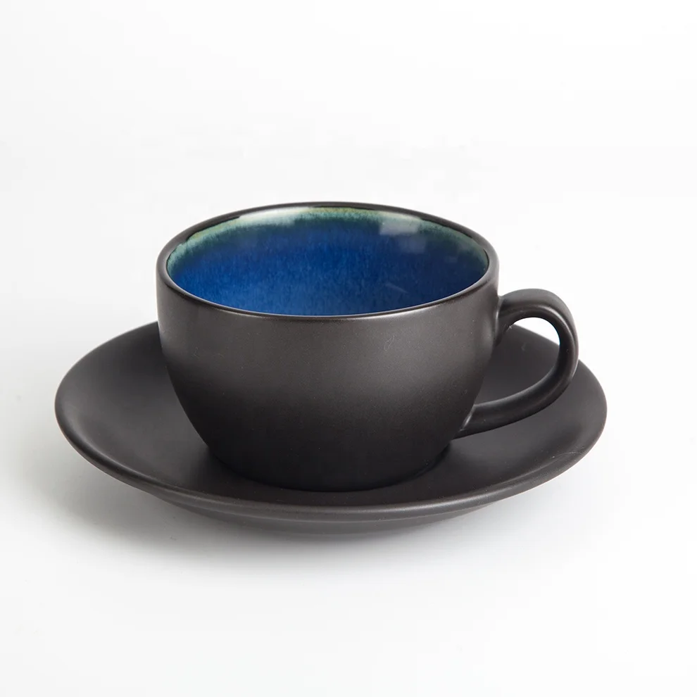 Matte Blue Coffee Cup Set 280Ml Coffee Cup And Saucer