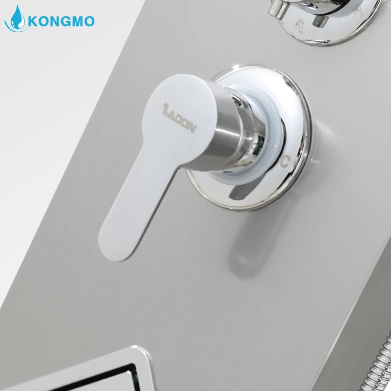 Bathroom Shower Panel Multi-Function 304 Stainless Steel Wall Mounted Cold And Hot Water Amazon Hot Sales Matt Black 6636