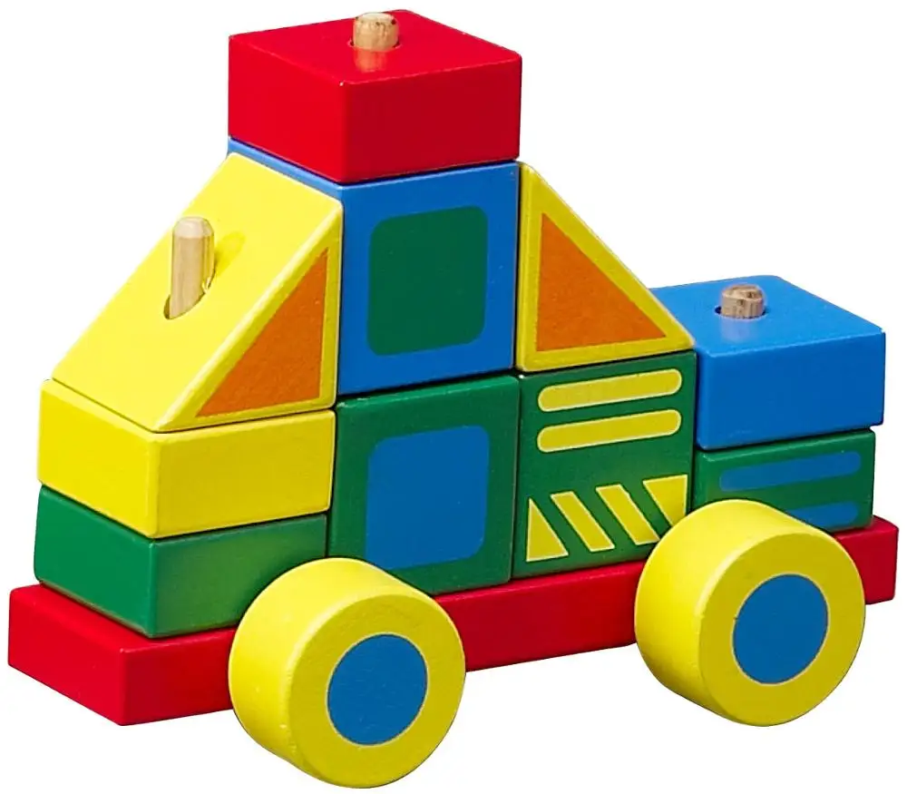 2021 wooden building block car toys can be change airplane for kids playing educational toys WBC15