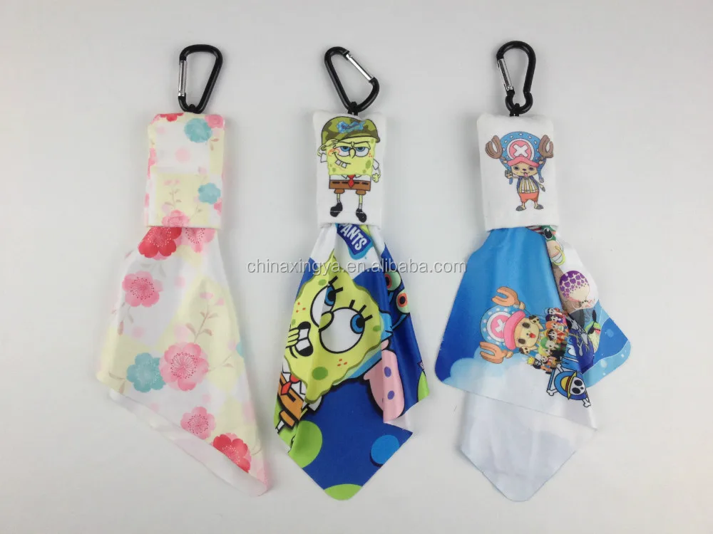 Portable Personalized Custom Pattern Microfiber Eyeglasses And Lens Cleaning Cloth With Keychain Pouch