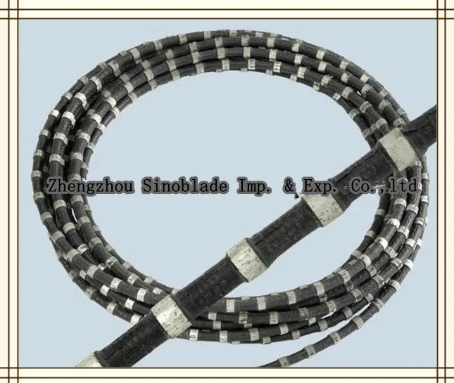 Rubber with Spring Diamond Rope Wire Saw for cutting block stone