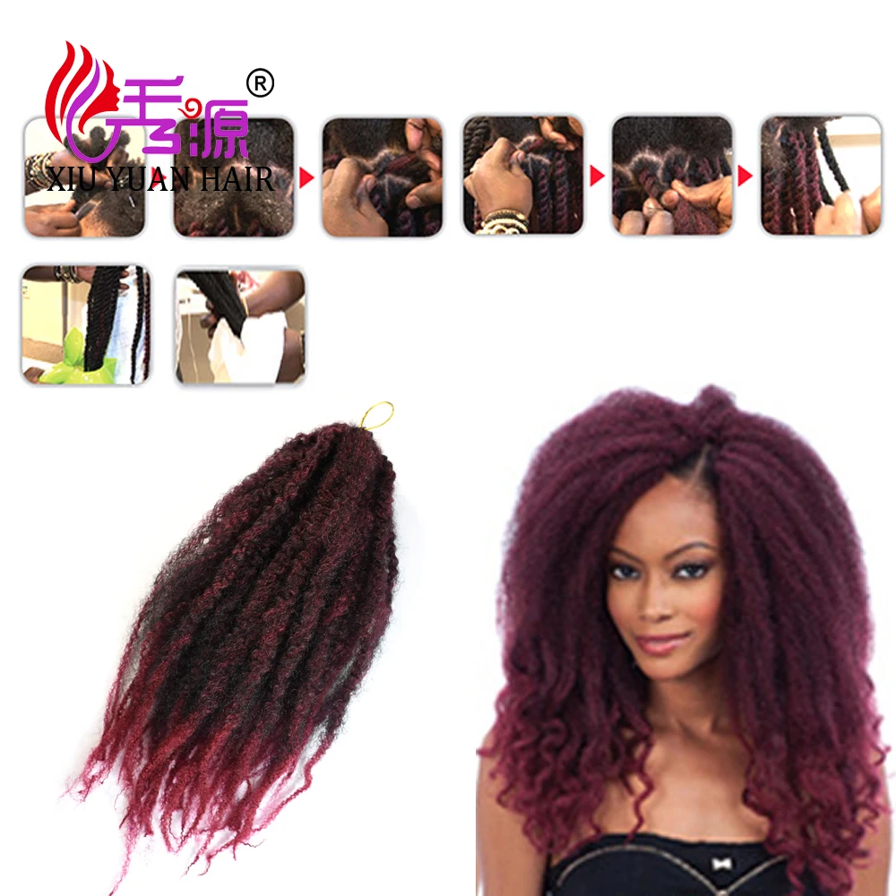 Wholesale 100% synthetic hair products marley afro kinky twist hair angels colored hair crochet braids