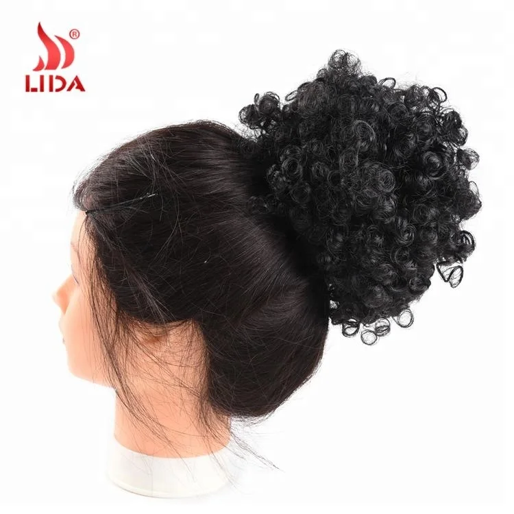 Curly Small Chignon afro Bun Hair Updo Donut Chignon Cheveux Clip In Hairpiece 9inch 2#