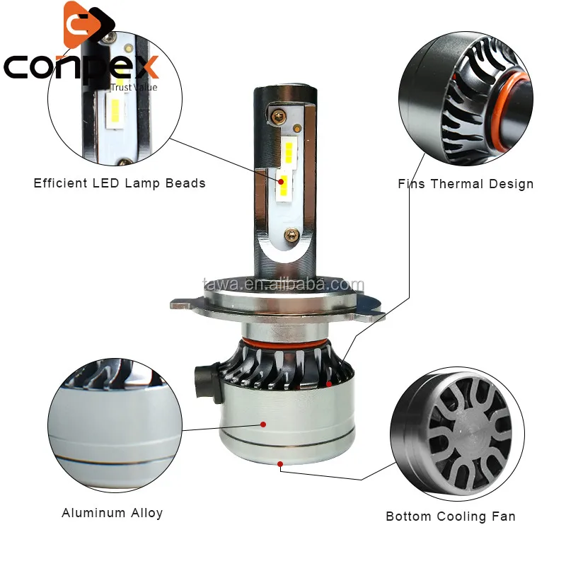 Conpex Factory Price12V 36W 3600LM  h1 h3 h7 Super Bright csp Chip led headlight H4 auto Lighting System