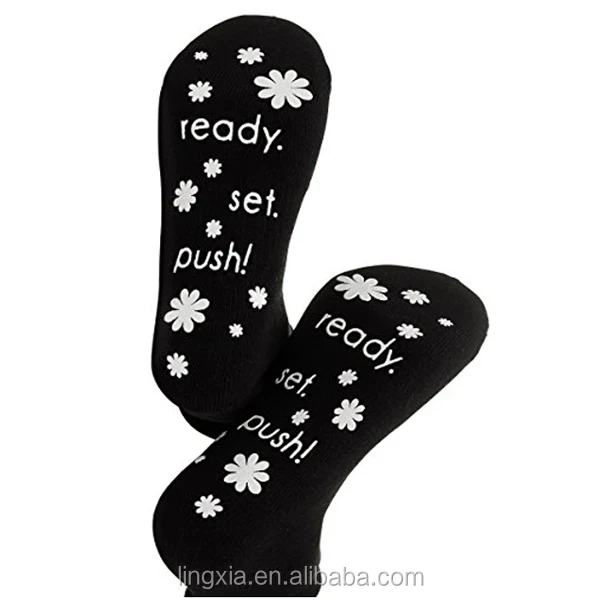 New Goods Women Combed Cotton Labor and Delivery Socks, Inspirational Fun Non Skid Push Socks For Maternity