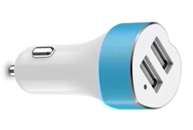 Heart Shape 5V 2.1A Aluminum Alloy 2 Port Dual Two USB Car Charger Adapter