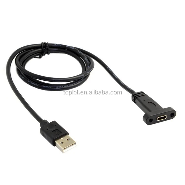 USB-C Type C Female with Screws Panel Mount to USB 2.0 a Male Data Cable