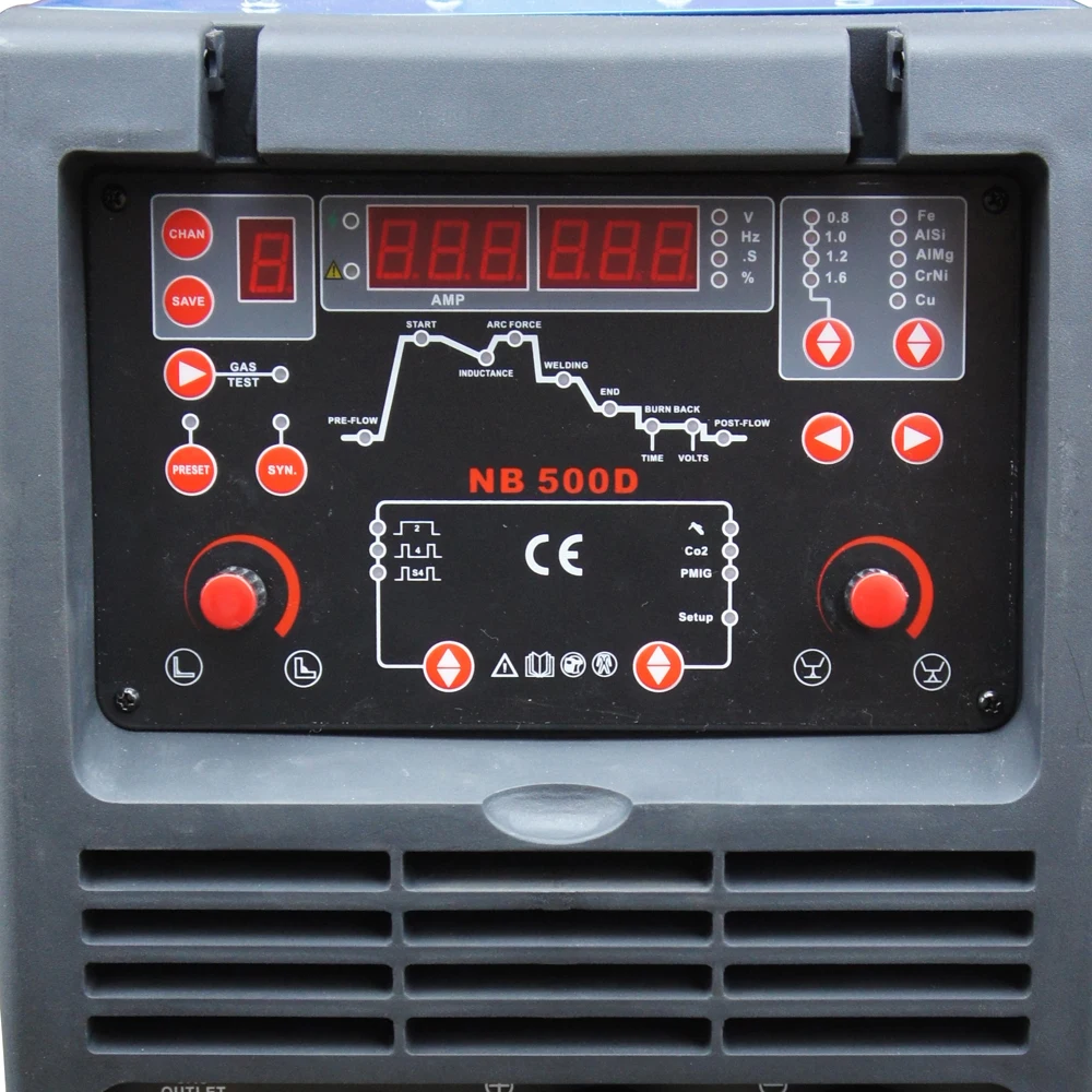 Industrial Heavy Duty Powerful NB500D 500A MIG Welders Pulse MIG Welding Machine 2T 4T Synergic MIG With 4 Rollers