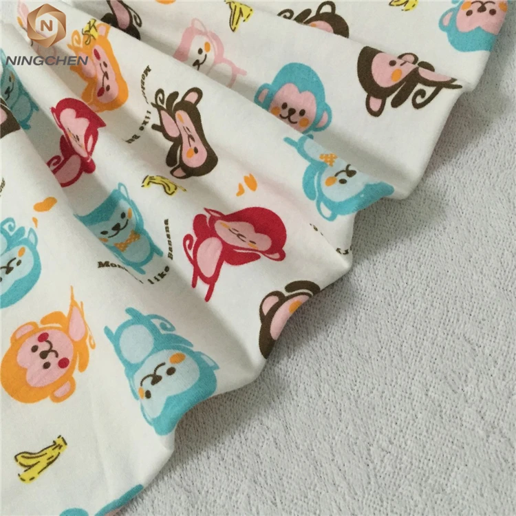 
cartoon design printed 100% cotton baby knitted single jersey fabric Cotton Single Jersey cartoon printed fabric 