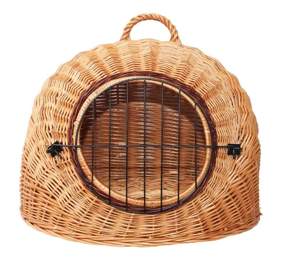 Wicker Travel Pet Bed, Natural Cat and Dog Carrier