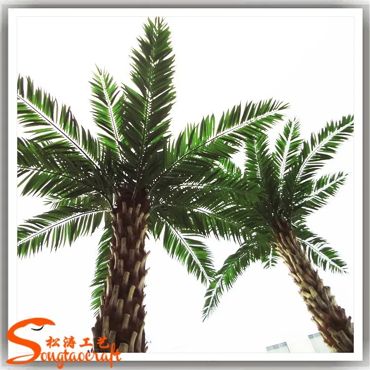 Plastic artificial royal sliver date palm tree plants dubai fake steel palm tree fabric leaves egypt for sale outdoor