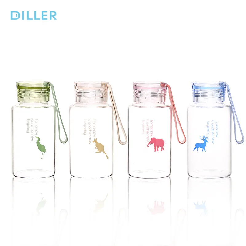Borosilicate glass bottle China Supplier portable glass water bottle wholesale with silicone rope