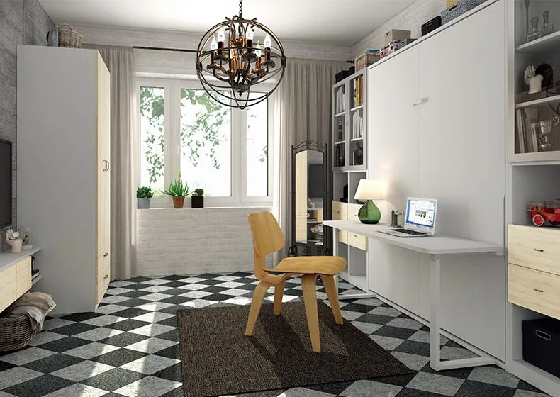 Mechanism for queen folding bed wall bed murphy bed with desk full size