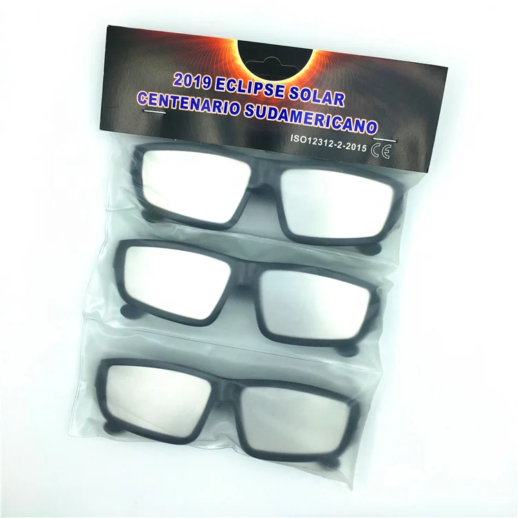 NASA APPROVED Adult Size CE and ISO Certified Plastic Safe Solar Eclipse Viewing Glasses(3 Pack)