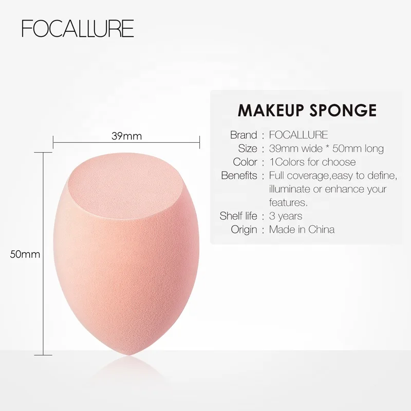 
FOCALLURE Free Shipping 2019 New Egg Shape Easy To Use Latex Free Cosmetic Make Up Sponge Puff Wholesale 