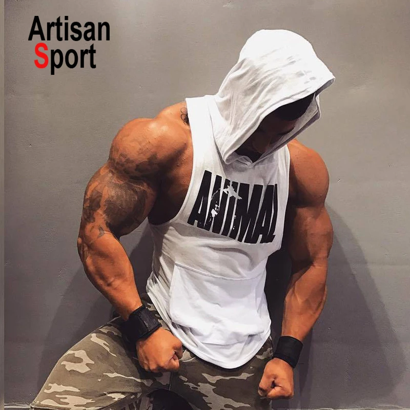 men gym wear 2019 New Men Bodybuilding Cotton Tank top Gyms Fitness Vest Sleeveless Hoodie Casual Fashion Workout Clothing