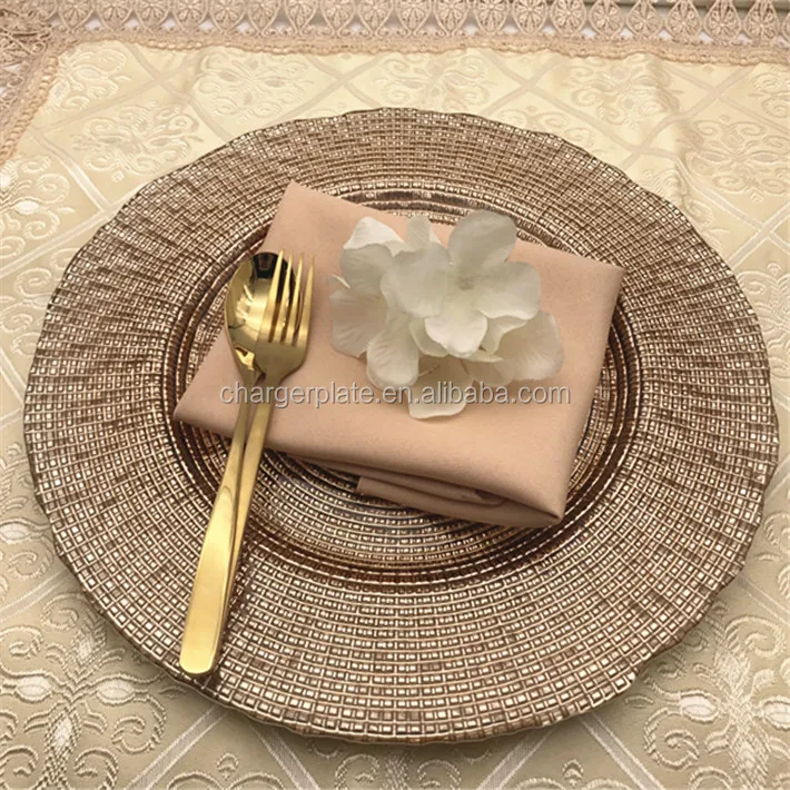 Wholesale Wedding Rental Champagne Gold Charger Plate for decoration