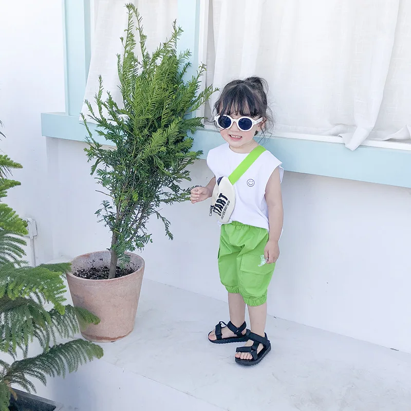 2019 летняя одежда для мальчиков и девочек, рубашка для бега, детский жилет, однотонная воздушная футболка без рукавов для малышей, одежда