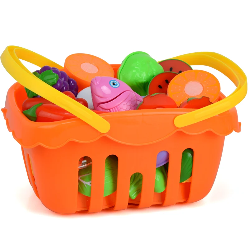 Children Kitchen Toys Food Trolley Basket Set Baby Cutting Fruit and Vegetable Toy Pretend Play Plastic XST Toys 7-10 Days
