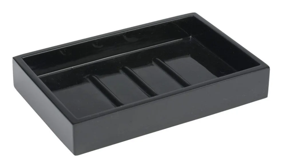 Shiny Black 5-Star Hotel Room Resin Bathroom Hotel Amenity Tray
