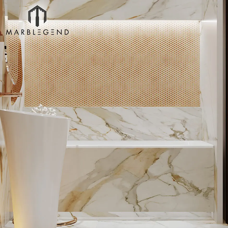 Italian bathroom design wall cladding calacatta gold marble slab