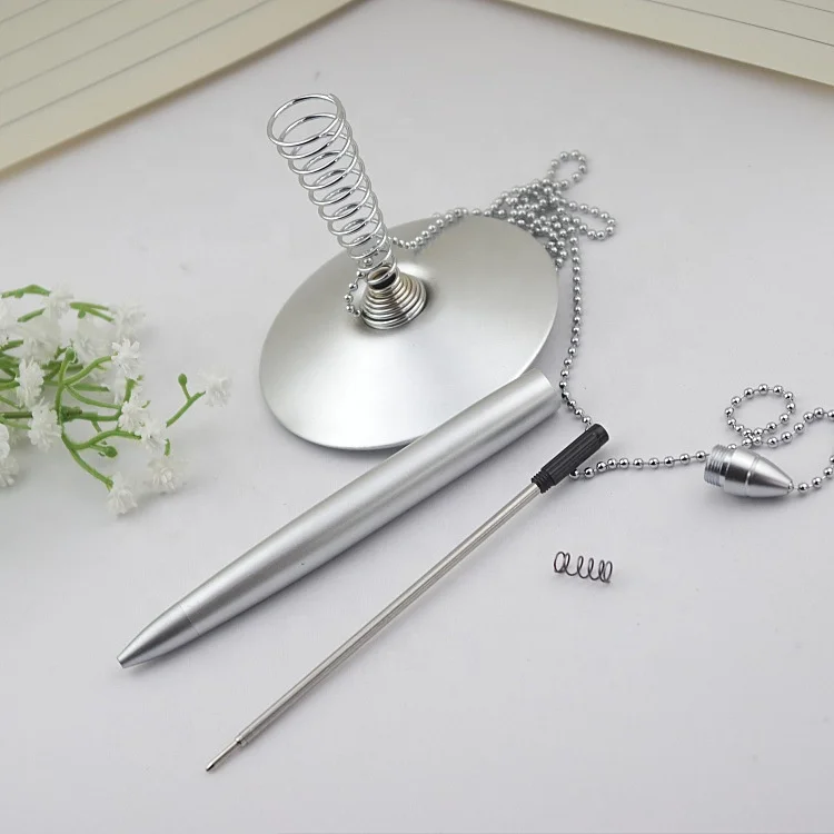 Business Office Hotel Bank Customized Logo Table Desk Counter Pen Chain With Custom Color