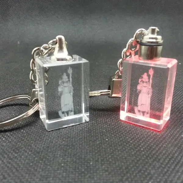 Персонализированный брелок из хрустального стекла с лазерной гравировкой 3d со светодиодной подсветкой для подарка