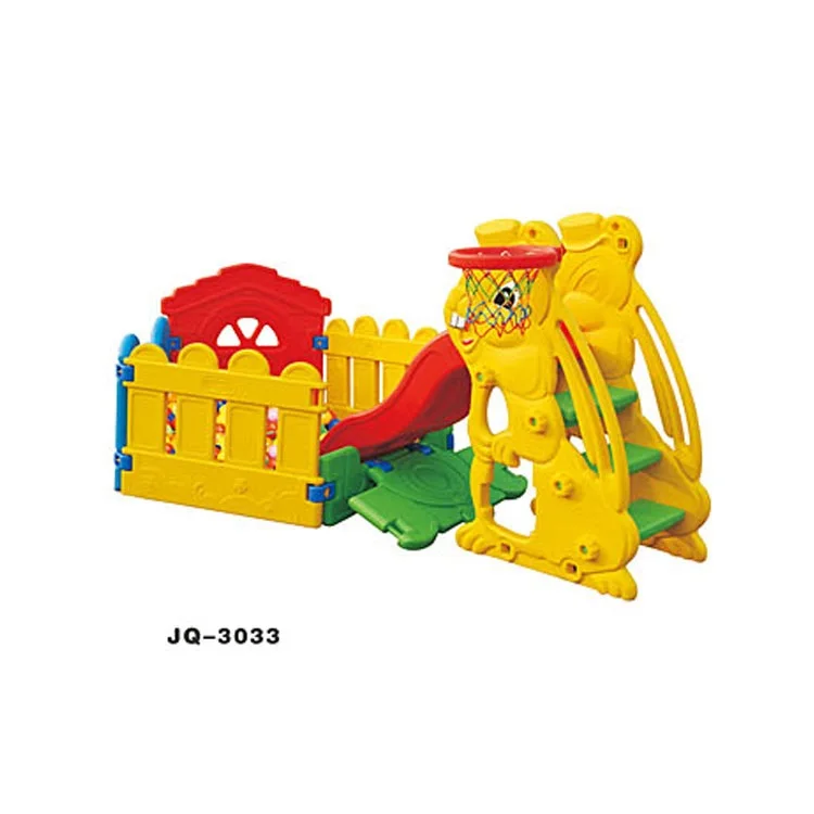 New Great Fun Cartoon Animal Kids Baby Toys Combination Slide Home Indoor Small Plastic Children Play Slides With Ball Pool