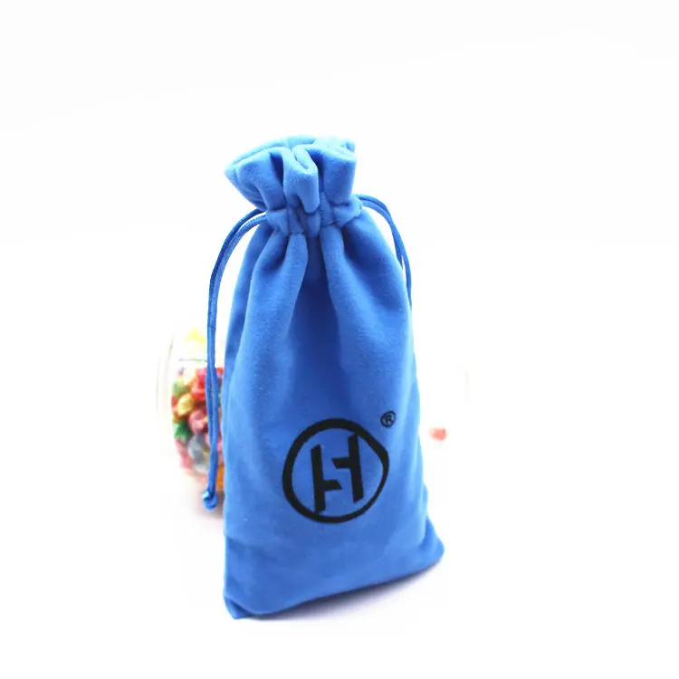 Custom logo Black Velvet Bag Wine Bottle Drawstring Pouch Drawstring Bags