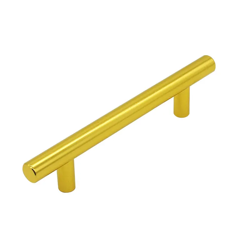 Brushed Gold Stainless Steel Hollow T shaped bar Handles Cupboard wardrobe door gold handle