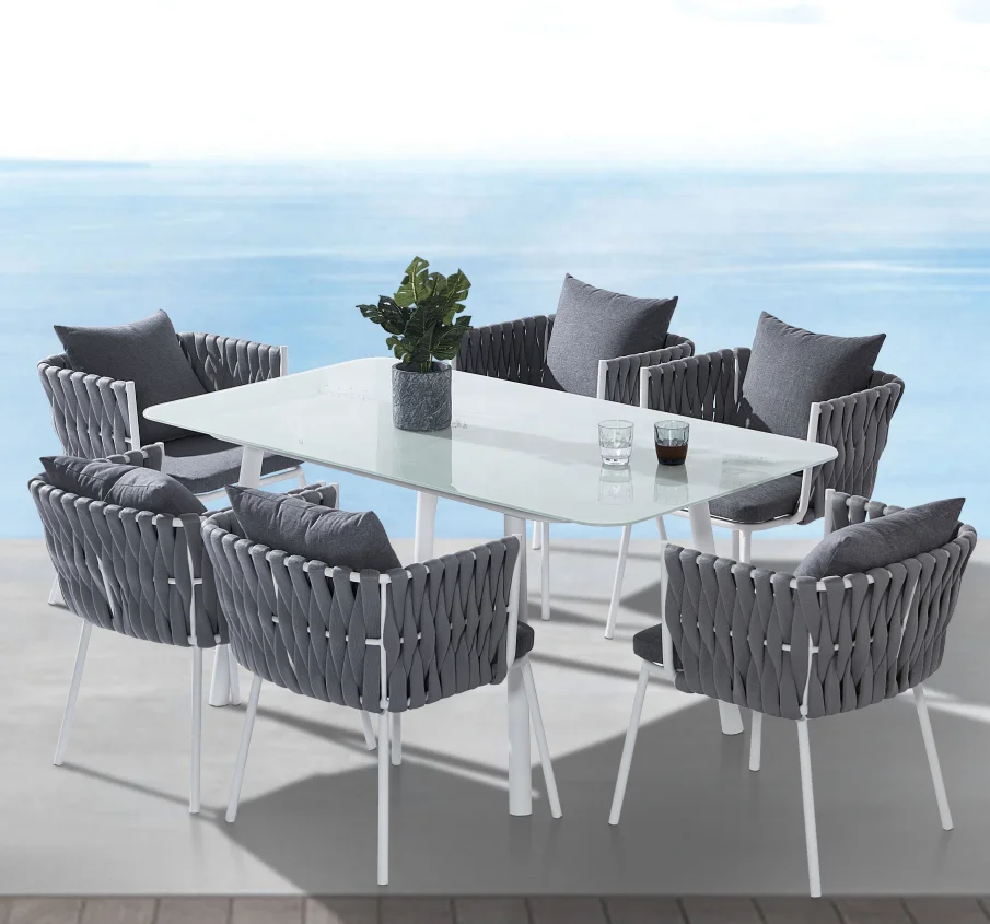 leisure cast aluminium garden furniture rope outdoor dining set