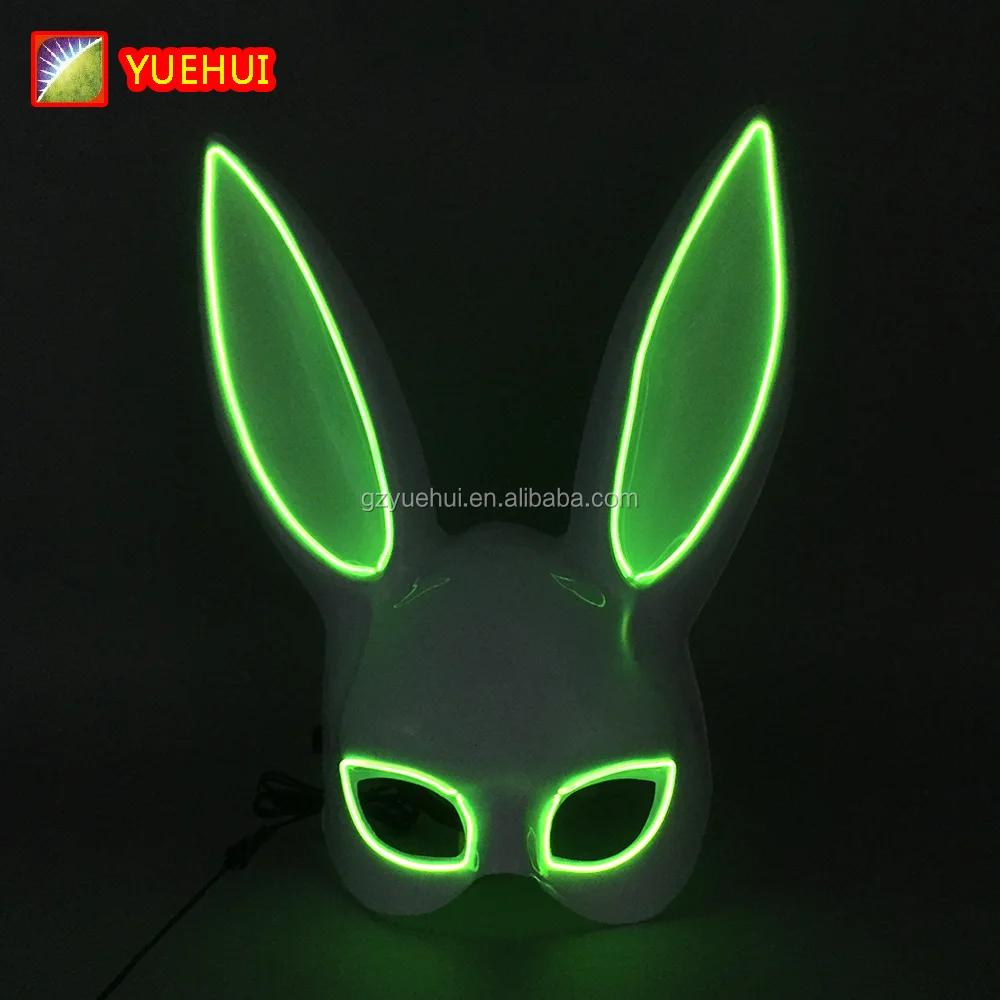 Night Club Accessories Sound Active Led Bunny Rabbit Mask Music Festival Neon Rabbit Masks Make Up Carnaval Props
