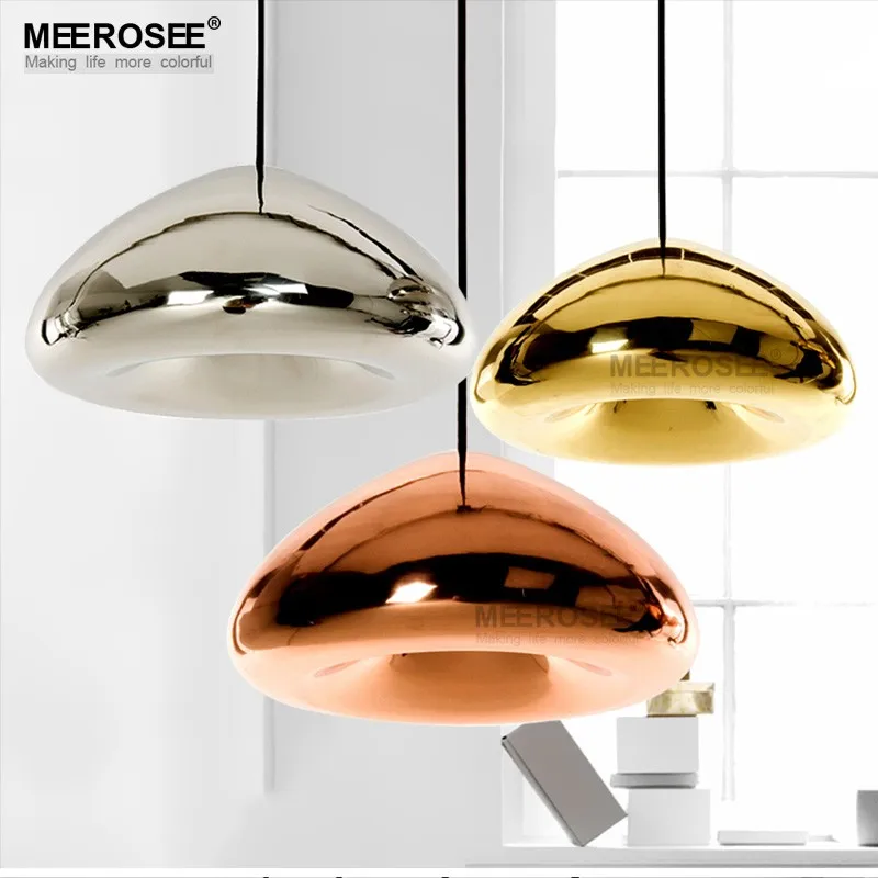 MEEROSEE Glass Shade Dome Pendant Light Hanging Stained Glass Lamp MD83009A