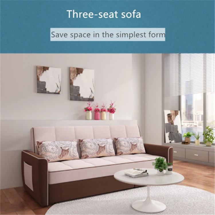 Откидывающаяся мебель для сна Современная Складная двухъярусная гостиной из современной ткани раскладной диван-кровать с хранилищем