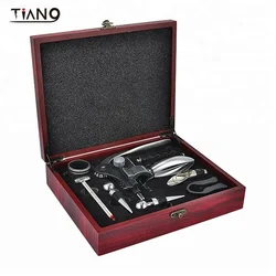 9pcs Wooden Box Rabbit Wine Opener Set Zinc Alloy Lever Style Corkscrew Deluxe Wine Bottle Corkscrew Set