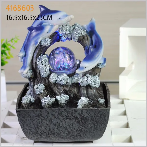 Resin dolphin fountain with ball for decor