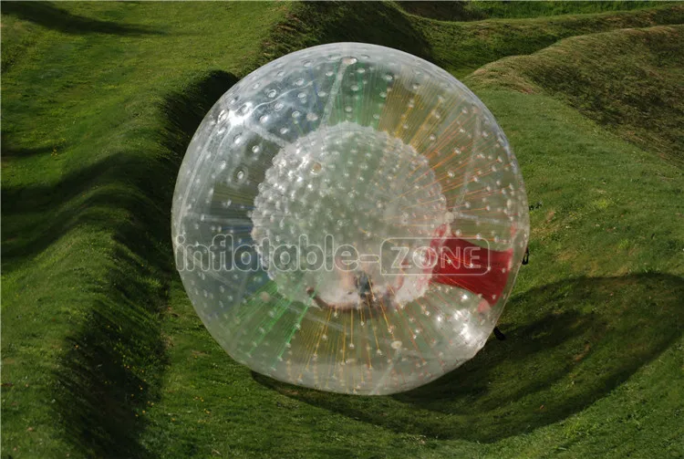Person inside inflatable walking ball, Inflatable grass human zorb balls for zorb ramp