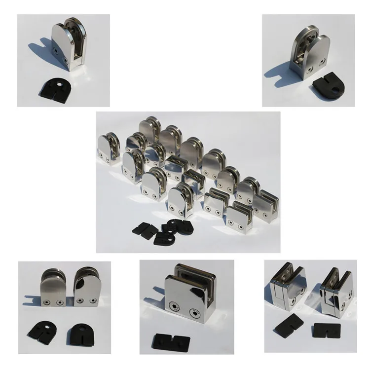 D Type clamping glass profile railing stainless steel glass clamp