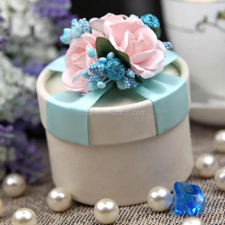 More Colors Personalized Candy Box / Round Paper Wedding Candy Box