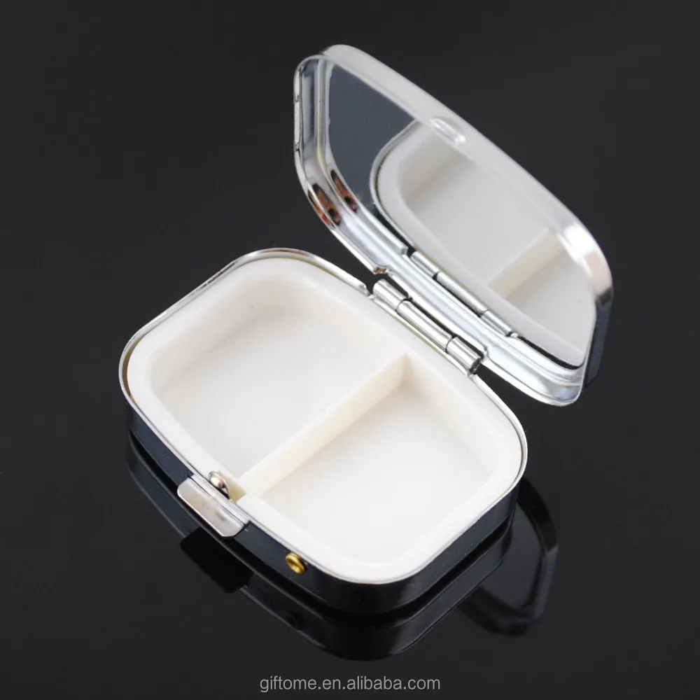mini rectangle compact metal blank pill box with cutter