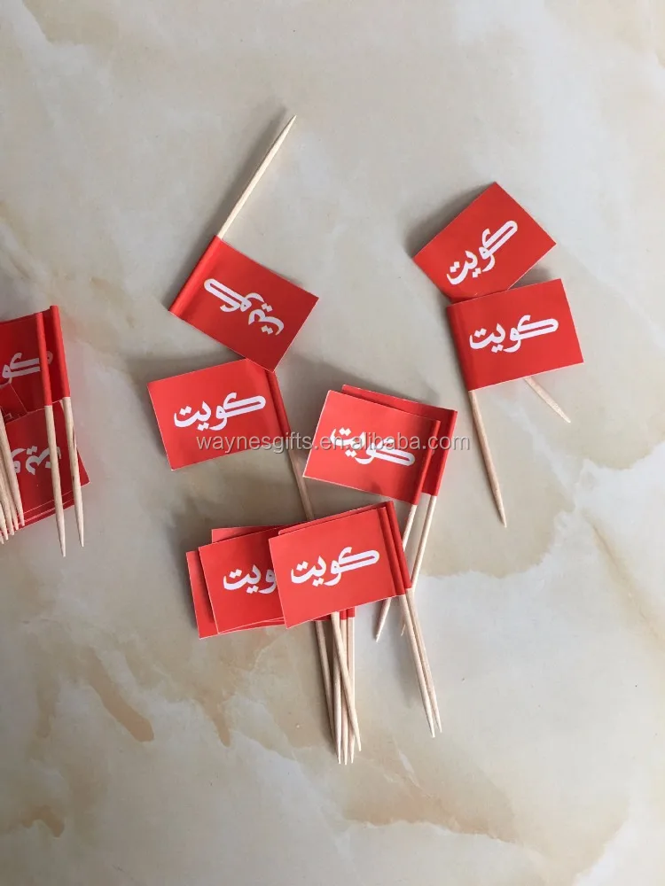 Wholesale Eco-Friendly Custom Printed Small Bamboo Toothpicks Disposable Paper Flag for Cocktail Food Picks