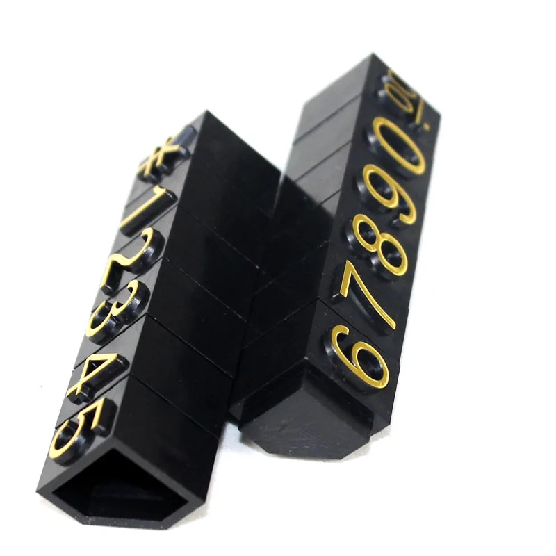 Four sizes three-dimensional convex digital plastic jewelry price tags pricing cubes display for jewelry shop