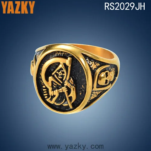 
Popular fashion 316L stainless steel gold plated antique skull ring 