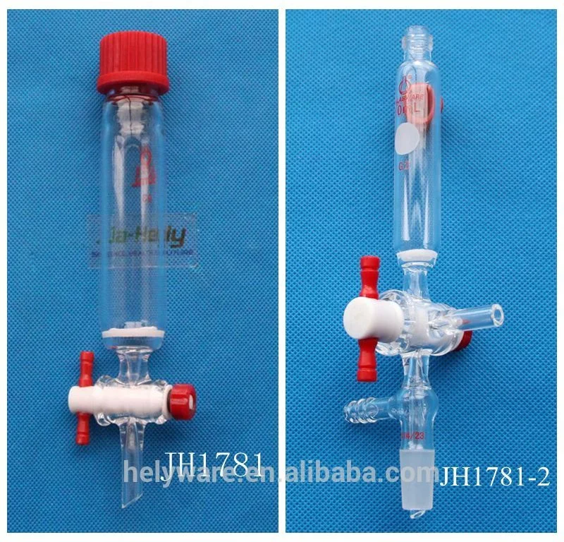 10 25 50 100 250ml Lab use Glass Solid Phase Peptide Synthesis Vessel with fritted disc PTFE Stopcock